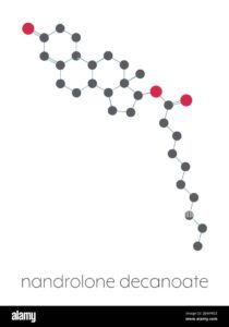 Nandrolone decanoate anabolic steroid drug molecule. Also used in sports doping. Stylized ...