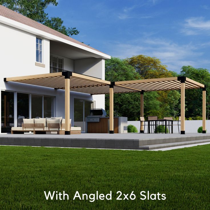 Kit for an L-Shaped Pergola Attached to House - Any Size Up to 24' x 24 ...