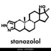Stanozolol Anabolikum Wirkstoffmolekül. Stilisierte 2D Renderings und konventionellen ...