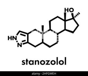 Stanozolol Anabolikum Wirkstoffmolekül. Stilisierte 2D Renderings und konventionellen ...