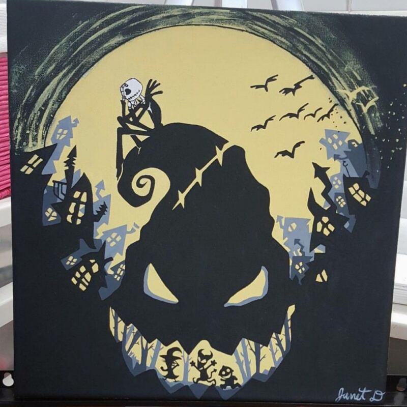 The nightmare before Christmas painting | Halloween canvas paintings ...